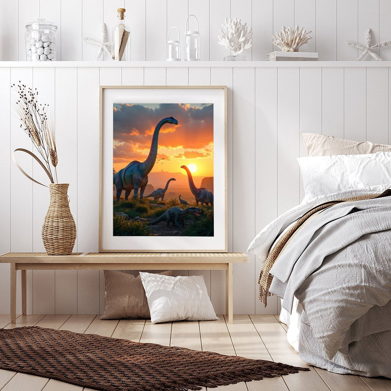 Diamond Art Kit for Adults, Prehistoric Sunset Dinosaur Scene Diamond Painting for Adults Beginners, 5D DIY Diamond Art Painting Kits, Colorful Diamond Painting Craft for Home Decor 12x16