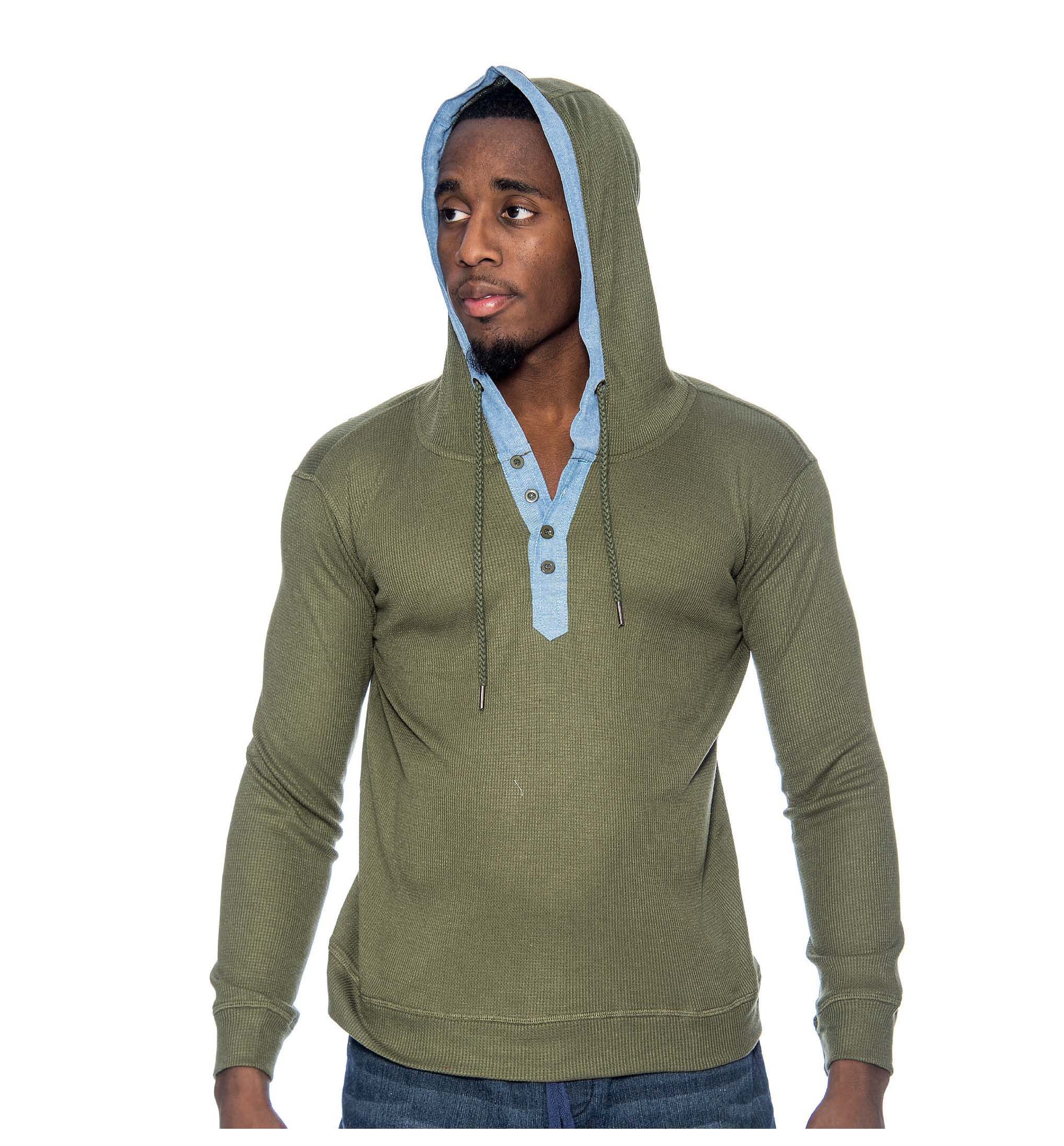 Crowns Men's Lightweight Hooded Henley 