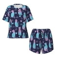 thumbnail image 4 of Naloa Silhouette Cats Women's Short-Sleeved Pajama Set, Loungewear, Summer pajamas, Breathable Cozy - Medium, 4 of 9