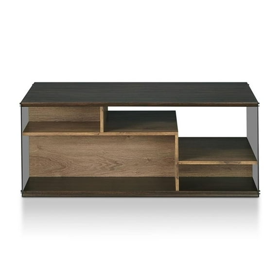 Furniture of America Herzog Wood Storage Coffee Table in Oak and Black