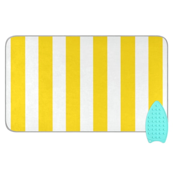Yellow-white Broad Stripes Ironing Mat Blanket Portable Travel Ironing Pad Heat Resistant Pad 47.2" x 27.6”