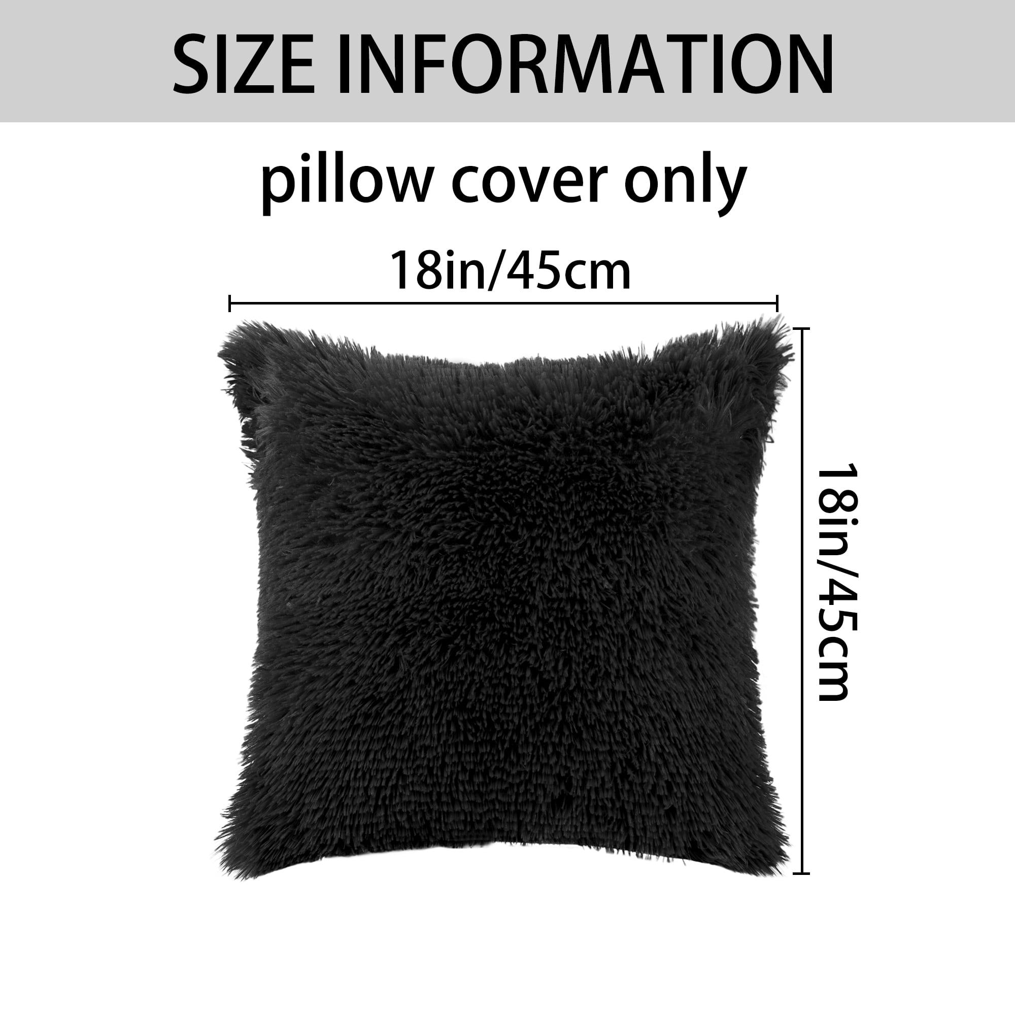 Unique Bargains Soft Modern Home Decor Plush Decorative Throw Pillow Covers (2 Count) Black 18" x 18"