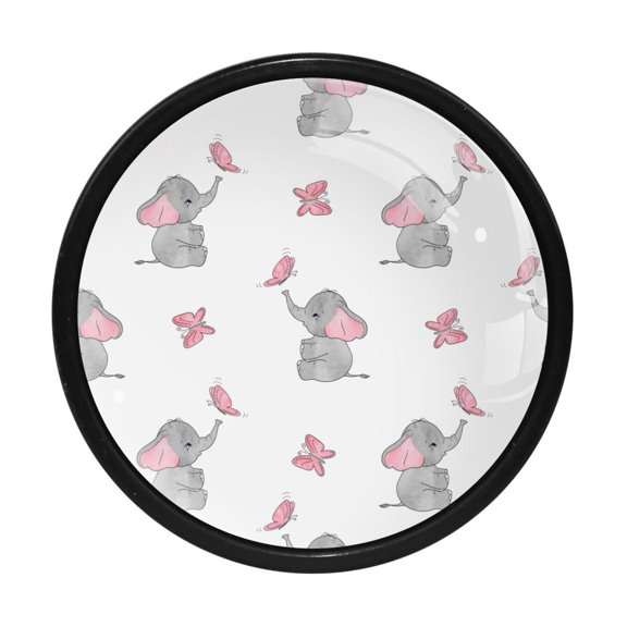 4 Pcs Elephant Knobs for Kitchen Cabinet Cupboard Dresser Bookcase Drawer Pulls Handles Round Home Decor