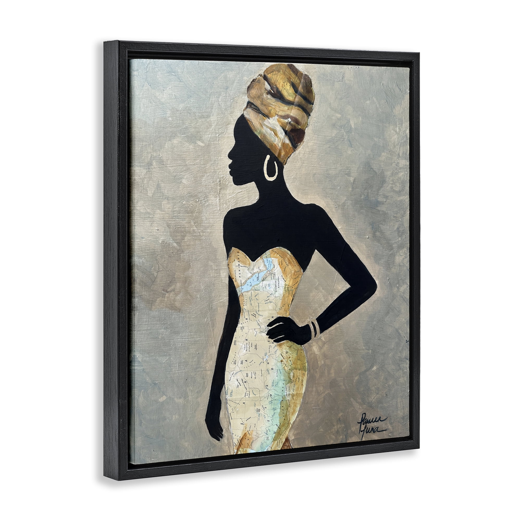 Stupell Industries Motherland Muse Fashion Portrait Black Framed Floater Canvas Wall Art, design by Lauren Luna
