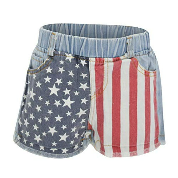 Unique Baby - Girls 4th of July American Flag Denim Shorts (8/XXXL ...