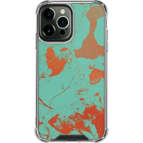 Skinit Turquoise and Orange Marble iPhone 14 Pro Max Clear Case