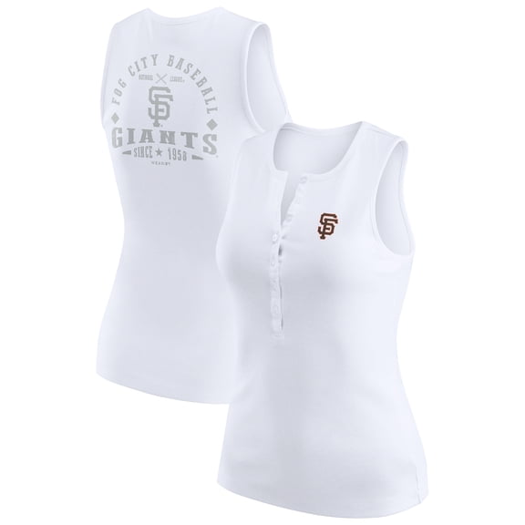 Women's WEAR by Erin Andrews White San Francisco Giants Rib-Knit Henley Tank Top