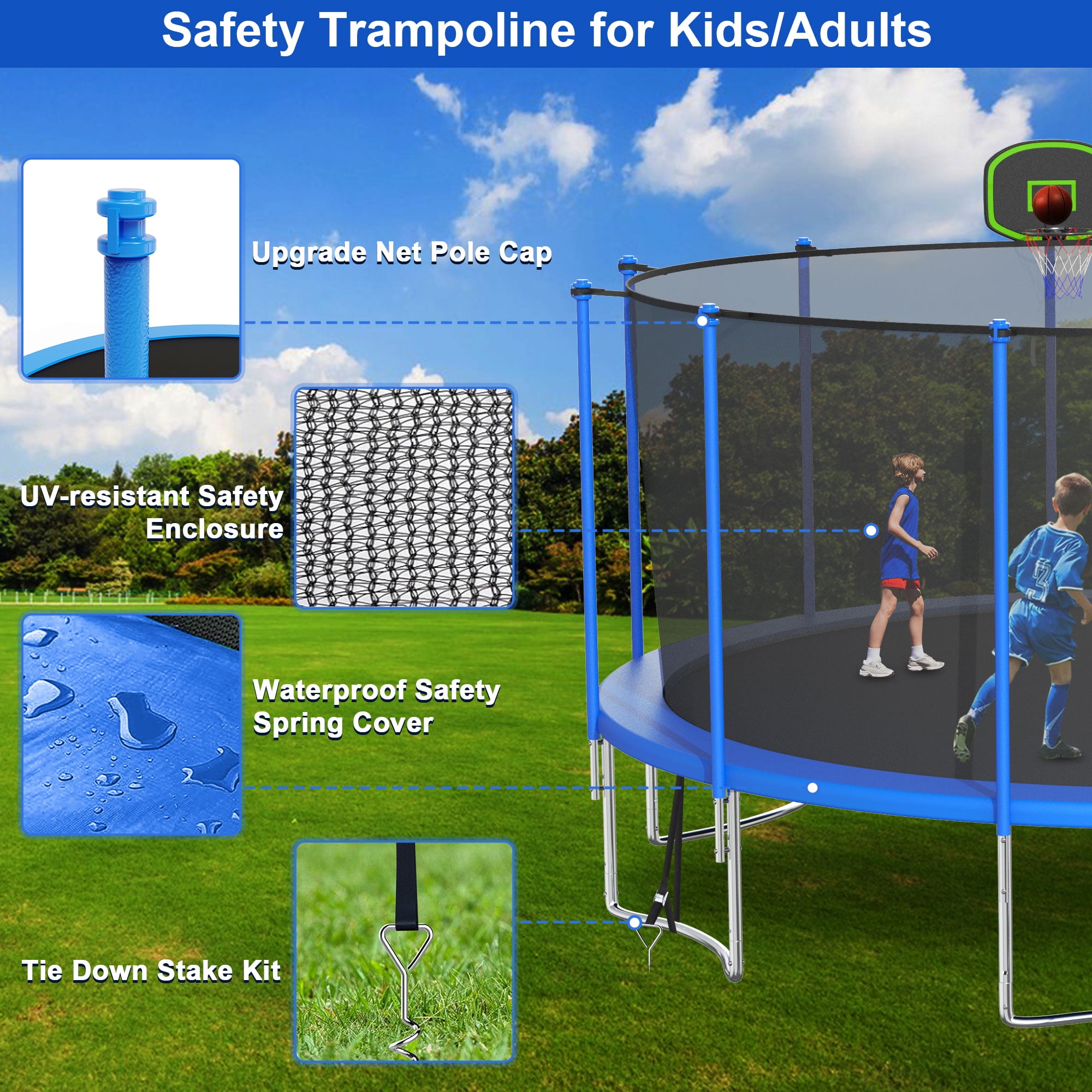 Buy DreamBuck 1500LBS Trampoline for Adults and Kids, 12FT 14FT 15FT