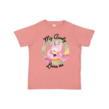 

Inktastic Baby Flamingo My Aunty Loves Me with Flower Wreath Gift Toddler Boy or Toddler Girl T-Shirt
