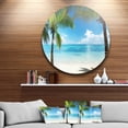 thumbnail image 2 of Designart 'Palm Trees and Sea' Disc Landscape Photography Circle Metal Wall Art, 2 of 5
