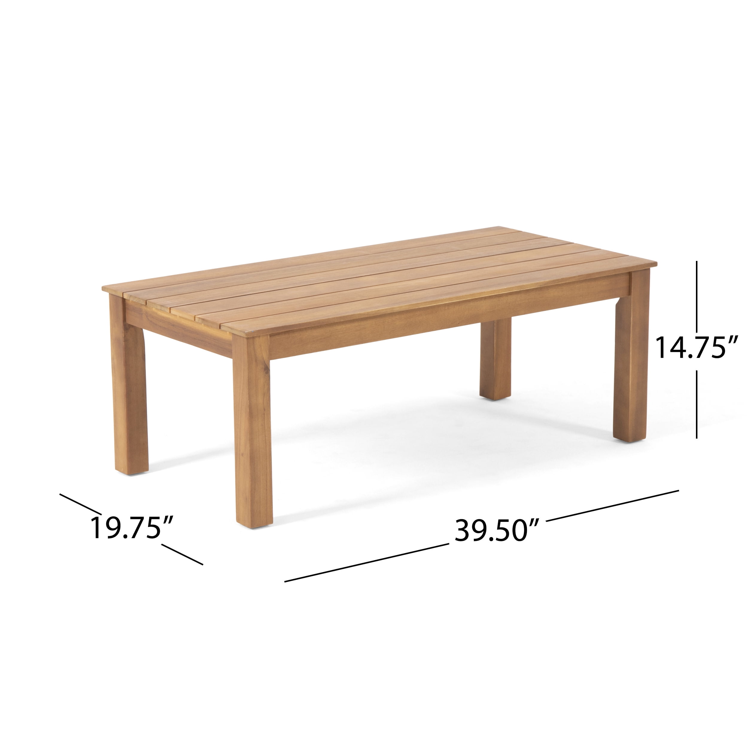 Sasha Acacia Wood Outdoor Loveseat and Coffee Table Set with Cushions, Brown Patina, Cream