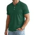 thumbnail image 2 of Mens Classic Short Sleeve Polo Shirts Cotton Blend with Front Pocket,Business Casual Golf Tops for Work Dark Green 3XL, 2 of 6