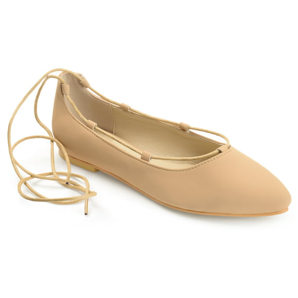 Brinley Co. - Womens Pointed Toe Lace-up Ballet Flats - Walmart.com ...
