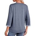 thumbnail image 4 of Women'S Shirts Fashion 3/4 Length Sleeve T Shirts Cute Crewneck Casual Tops Basic Blouses Blue XXL, 4 of 6