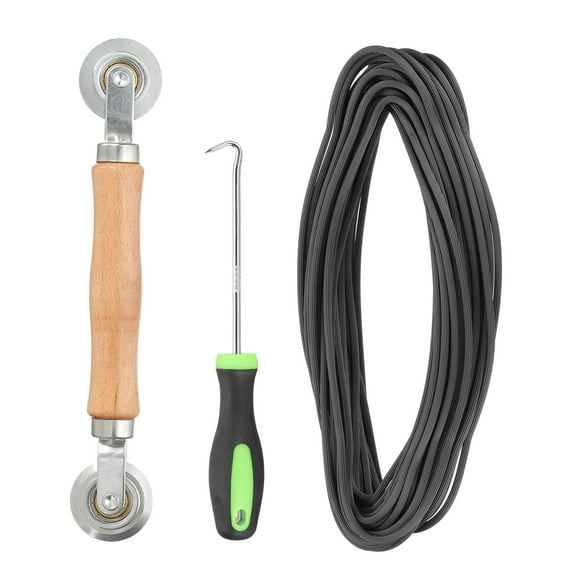 Screen Repair Kit, 0.09"x 32.8 ft Window Screen Spline Roller and Hook, Black