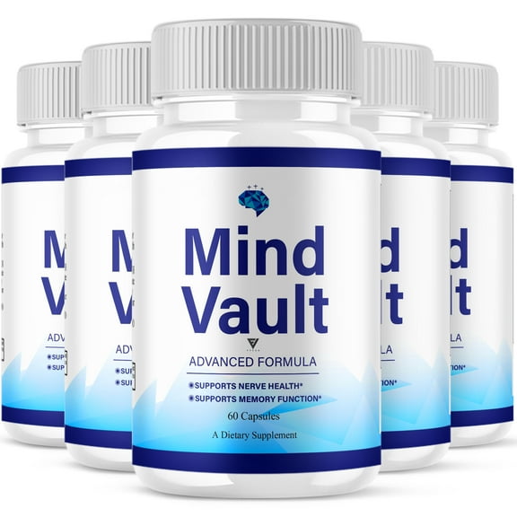 (5 Pack) Mind Vault Memory and Focus Capsules, MindVault Advanced Nootropic and Brain Health Support Formula (300 Capsules)