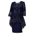 thumbnail image 2 of Eandarui Women Plus Size Formal Dress for Mother of The Bride Dress Floral Lace Cover Up Elegant Navy Blue XXL, 2 of 3