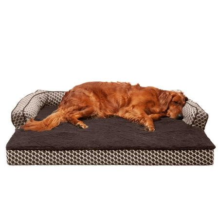 UPC: 0842229105070 | FurHaven Pet Products Plush & Decor Orthopedic Comfy Couch Pet Bed for Dogs & Cats – Diamond Brown Jumbo