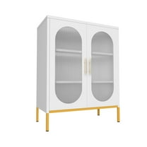 Kepooman Wardrobe Closet, Bedroom Armoire Storage Cabinet,Fluted Glass 2-Door Cabinet