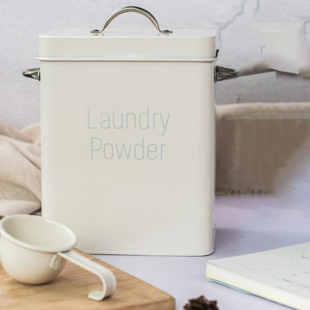 2x Household Laundry Washing Storage Tin Boxes Portable Light Large Grain Rice Storage Container Sealed Box White