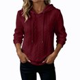 thumbnail image 6 of Tqcoqu Women's Cable Knit Textured Pullover Hoodie,Drawstring Hood Long Sleeve Loose Casual Sweatshirt Tops For Fall Winter,Wine Women's S-XXL, 6 of 7