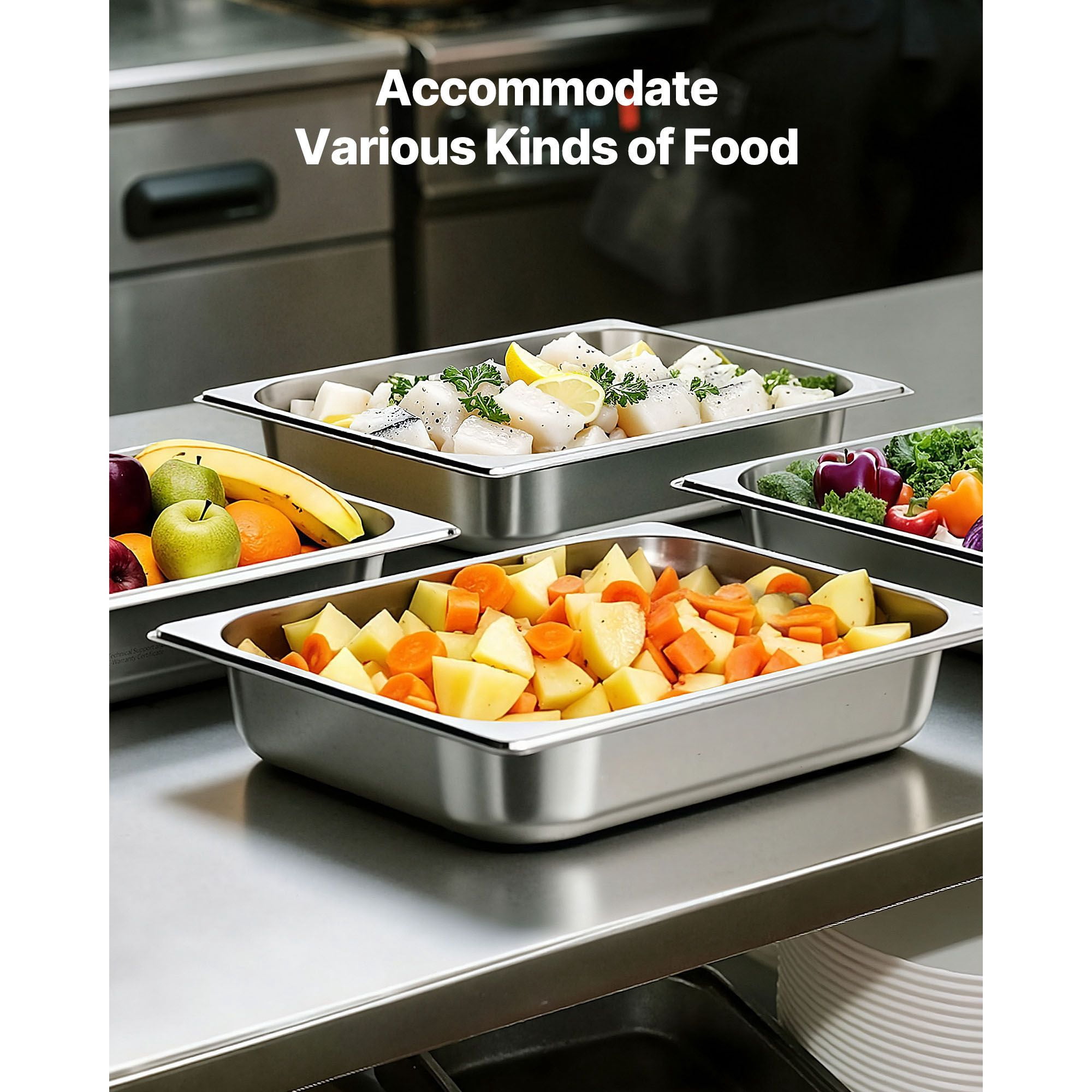 Stainless Steel Hotel Pan 1/2 Size 2.5 Inch Deep 4-Pack 22 Gauge for Catering Buffet