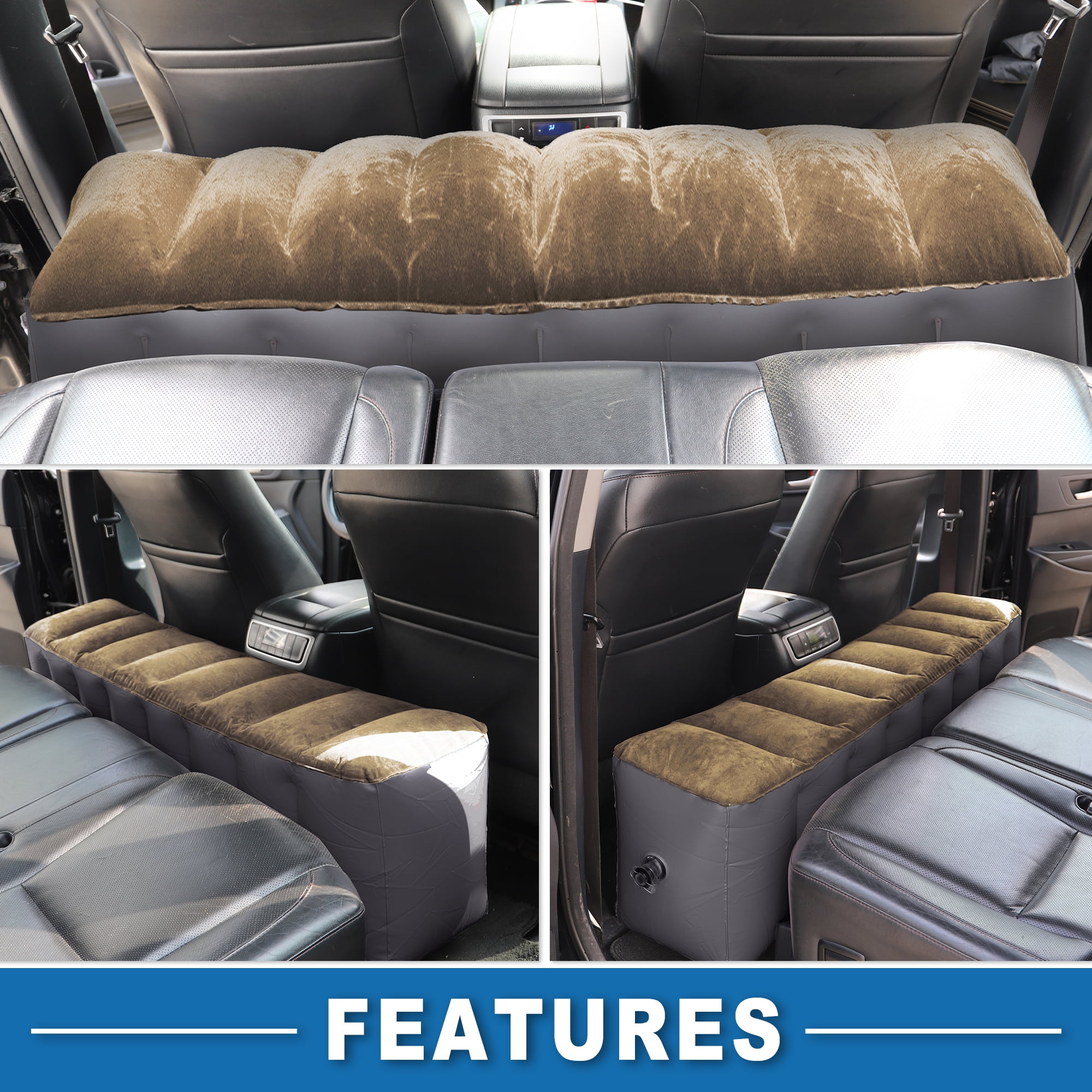 Unique Bargains Car Mattress Sleeping Mat Comfortable Rear Seat Air Bed Gap Pad for Napping Travel, Brown Gray