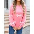 thumbnail image 3 of Nituyy Chandail Bow pour Femmes Décontracté Col Rond Manches Longues Pull-Over pour Automne Hiver, 3 of 6