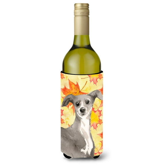 Carolines Treasures BB9527LITERK Italian Greyhound Fall Wine Bottle Beverge Insulator Hugger Wine Bottle multicolor