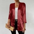 thumbnail image 6 of Warop Women's Solid Color 3/4 Sleeve Cardigan Top Casual Lightweight Outwear Shirt, 6 of 6