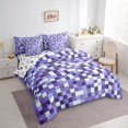 thumbnail image 3 of Homewish Modern Abstract Geometric 7pcs Bedding Comforter Set,Pixel Buffalo Queen Bedding Sets,Purple Chrckered Plaid Queen Sheet Sets For Teens,Luxury Bedroom Decor Reversible, 3 of 8