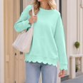 thumbnail image 6 of Womens Oversized Crewneck Sweatshirts,Scalloped Casual Pullover,Long Sleeve, Comfort Soft Cute Sweater,Relaxed Loose Fit,Lightweight Loungewear,Athletic Daily 2026 Trendy Fall Outfits Light Green, 6 of 9
