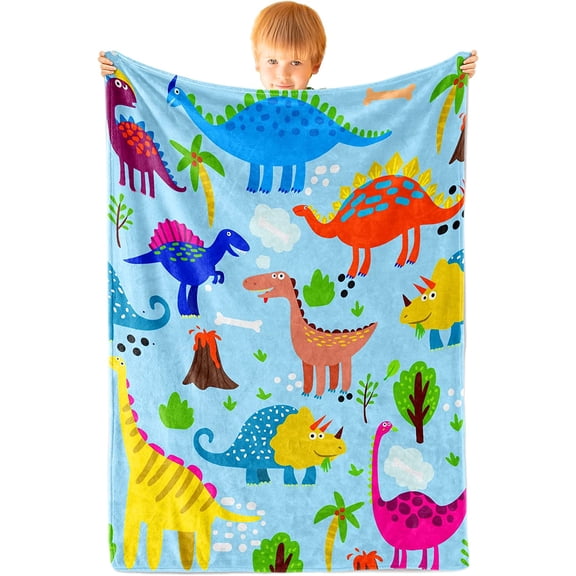 Soft Fuzzy Dinosaur Kids Throw Blanket for Baby Toddler Boys,Dinosaur Blanket for Boys Girls Cartoon Dinosaur Throw Blankets,Fleece Plush Dino Birthday Gifts Blanket for Couch Sofa Bed Nap