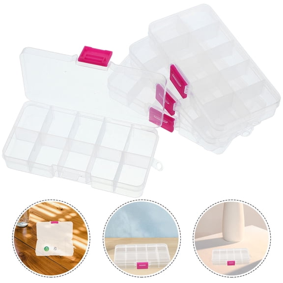 TEHAUX 4Pcs Small Plastic Storage Containers with Transparent Lids Durable PP Material Storage Boxes