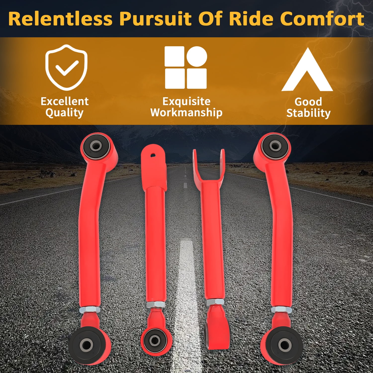 KOJEM 0-8" Lift Front Upper Control Arm Kit Fit for 1985-2006 Jeep Cherokee XJ Comanche MJ Grand Cherokee ZJ Wrangler LJ TJ Suspension Arm Kit Tubular Steel Powder Coated Red