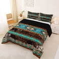 thumbnail image 2 of jejeloiu Southwestern Geometric Full Size Comforter Sets,Cowhide Pattern Bedding Comforter Set For Boys,Turquoise Brown,Black Reversible,3 Pieces,1 Comforter and 2 Pillowcases, 2 of 7