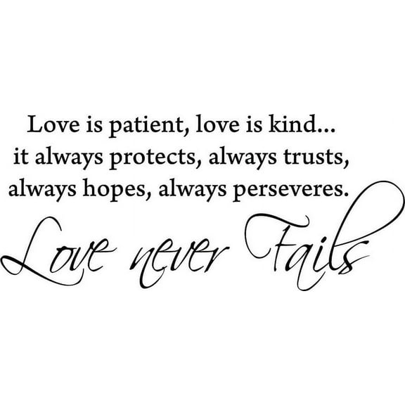 Black 32" x 14" Love is patient, love is kind... Vinyl wall art Inspirational quotes and saying home decor decal sticker