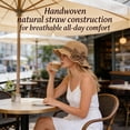 thumbnail image 3 of Elegant Woven Straw Sun Hat with Bow Summer Beach Hat for Women Wide Brim Packable Foldable Straw Hat for Women Crochet Hats for Women, 3 of 12