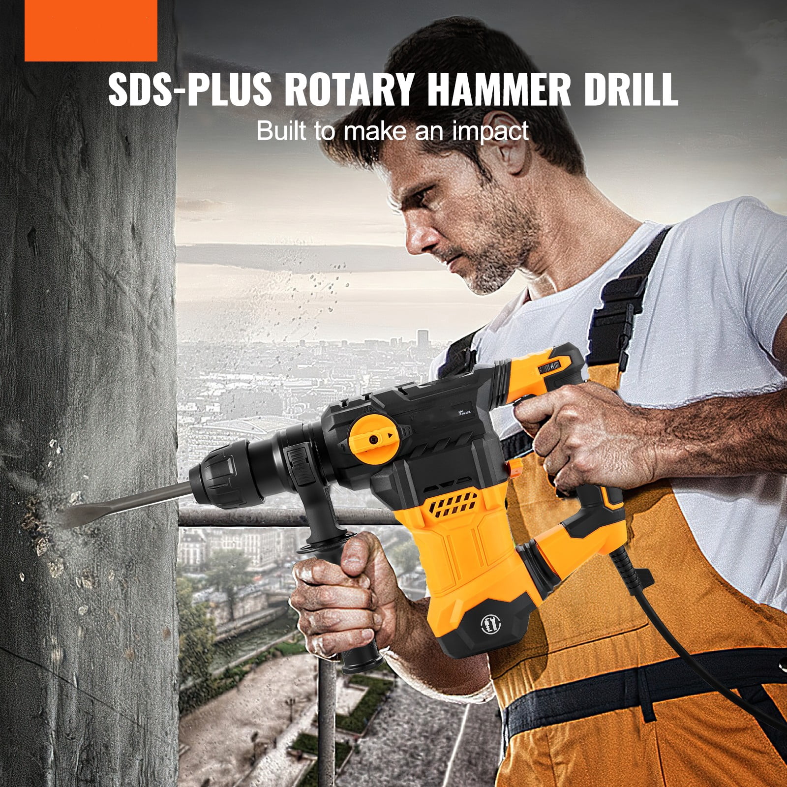 BENTISM 1-1/4" SDS-Plus Rotary Hammer Drill, 13 Amp Corded Drills, Heavy Duty Chipping Hammers w/Vibration Control & Safety Clutch, Electric Demolition Hammers Variable Speed, Power Tool For Concr