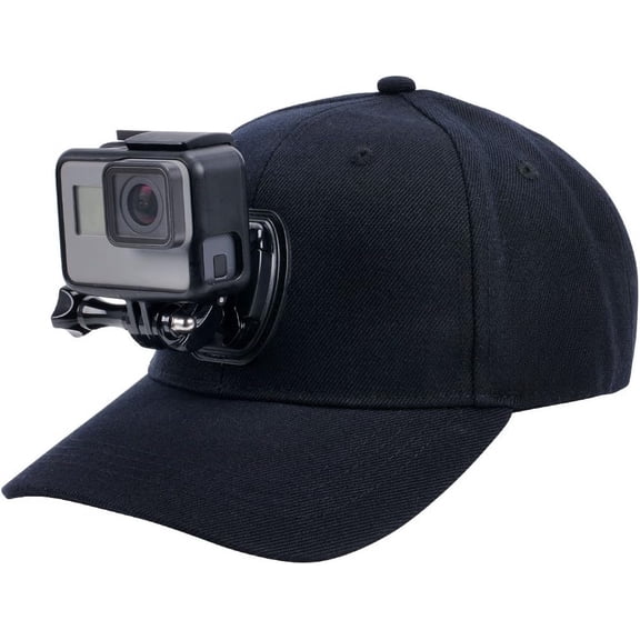Baseball Hat with Quick Release Buckle Mount Compatible for GoPro 5 Session Hero 10/9/8/7/6/5/4/3 Plus/3/2/1/DJI OSMO Action Cameras (L 58-60cm) Black