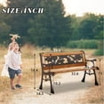 thumbnail image 3 of Outdoor Garden Bench Patio Bench for Kids, Small Park Bench with  Cast Iron Armrest  Metal Wood Bench for  Children, Bronze, 3 of 9
