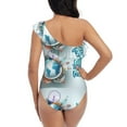 thumbnail image 5 of Gaeub Let's go Travel Women's One Shoulder Ruffle Tummy Control Swimwear for Swimming Surfing Beach Party - Medium, 5 of 8