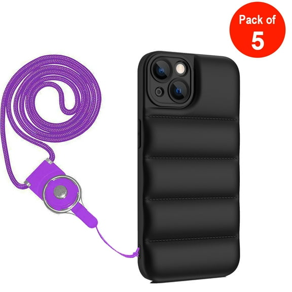 Detachable Cell Phone Neck Lanyard - Purple - Pack of 5