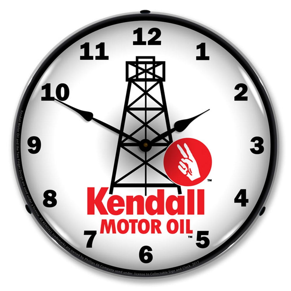 Kendall Motor Oil LED Wall Clock, Retro/Vintage, Lighted, 14 inch