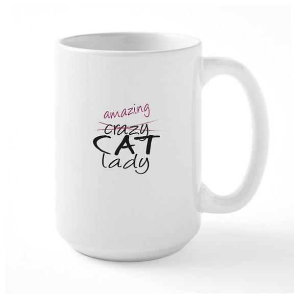 CafePress - Crazy Cat Lady Mugs - 15 oz Ceramic Large White Novelty Mug