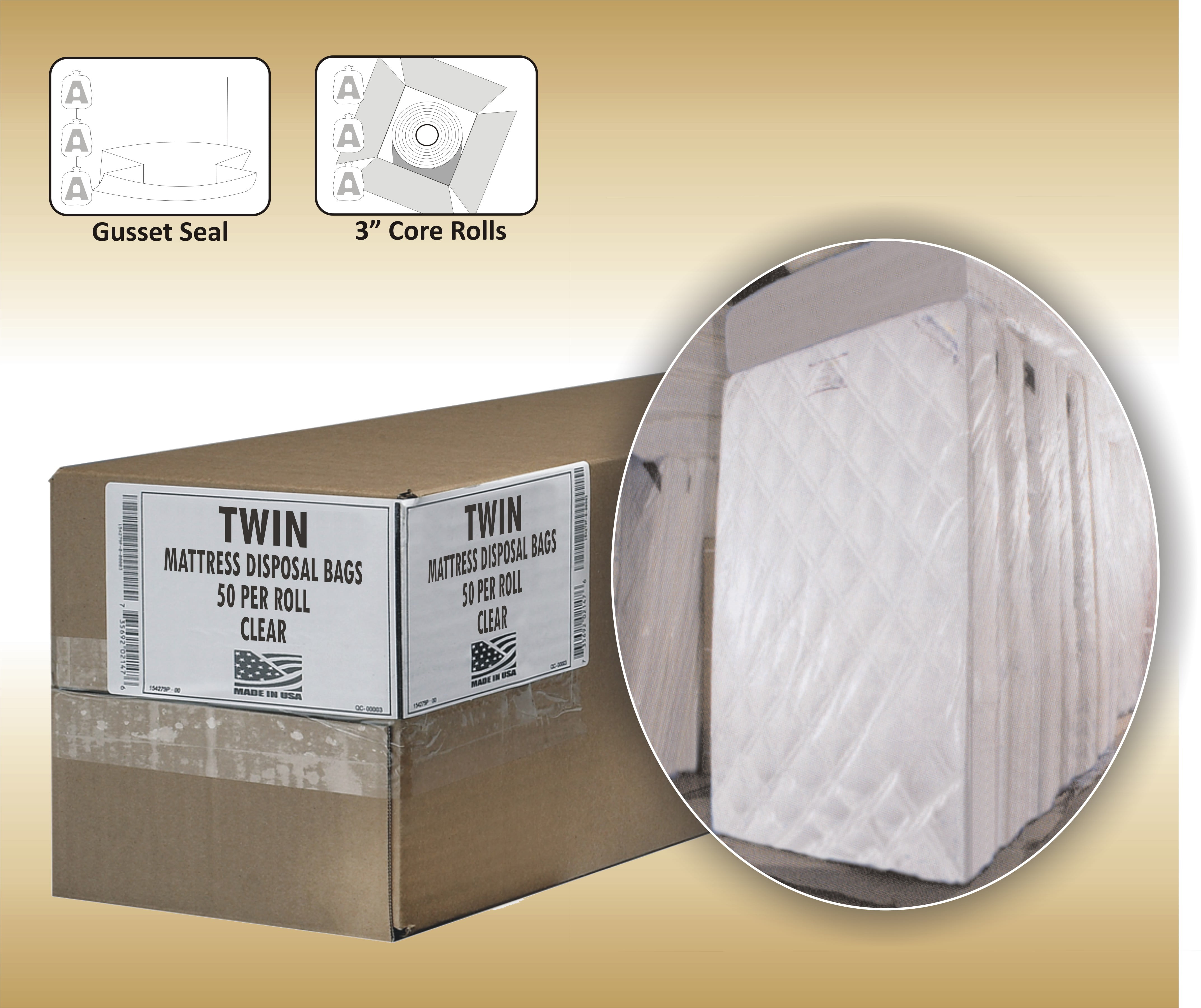 Aluf Plastics High Performance TWIN Mattress 2 Mil Equiv Clear Waterproof Cover Bags - 50" x 90" - Pack of 50 - for Moving, Storage, & Commercial