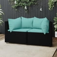 thumbnail image 1 of vidaXL Garden Corner Sofas with Cushions 2 pcs Black Poly Rattan, 1 of 5