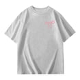 thumbnail image 2 of Girls T shirts Short Sleeve Crewneck Bow Print Graphic Tees Casual Loose Cute T-Shirts for Girls Size 6-7Y, 2 of 5