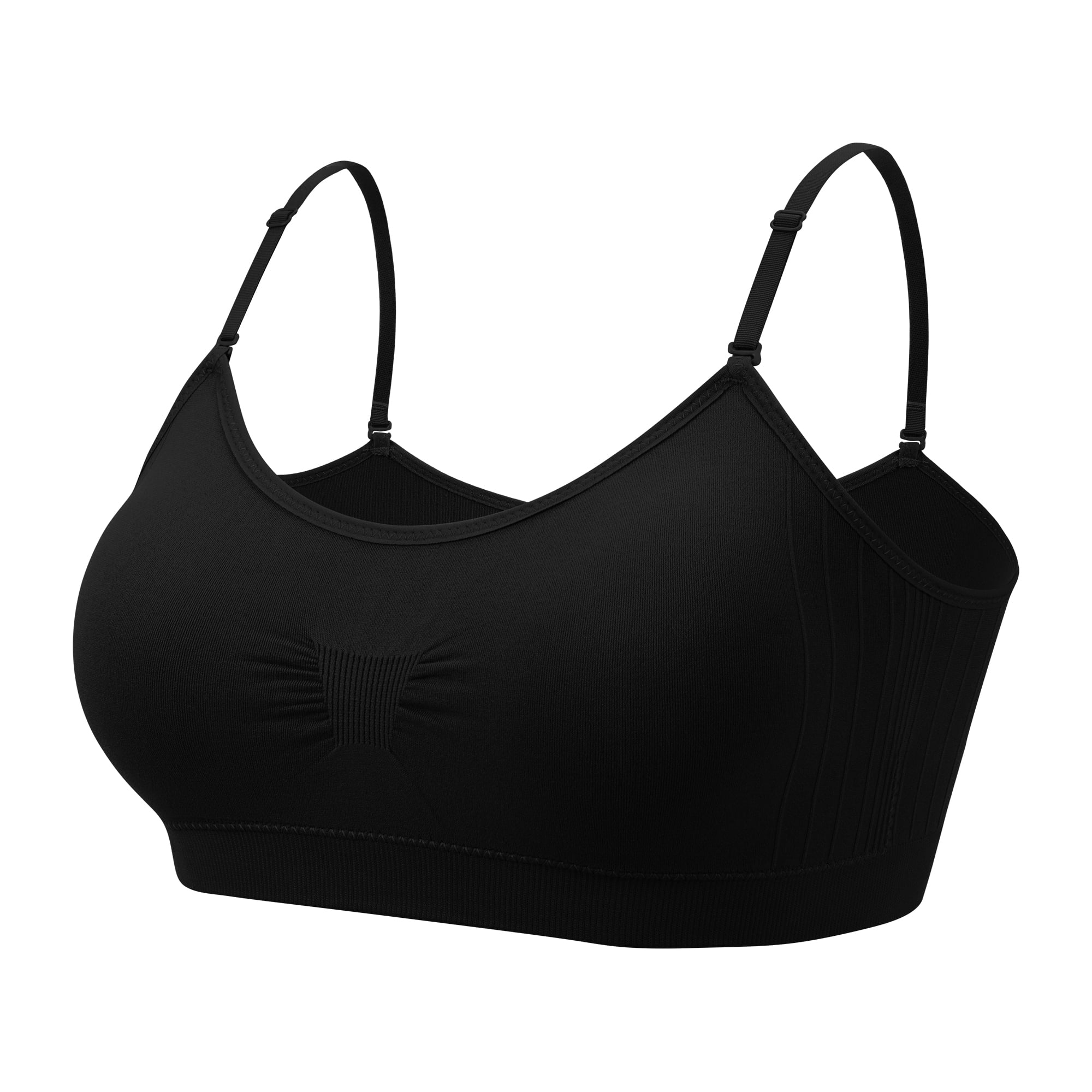 Coobie Seamless Bras for Women No Underwire Scoopneck Cami Bra 9012,Black,One Size