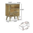 thumbnail image 3 of GDF Studio Stowe Boho Handmade Mango Wood 3 Drawer Nightstand, Natural, 3 of 10